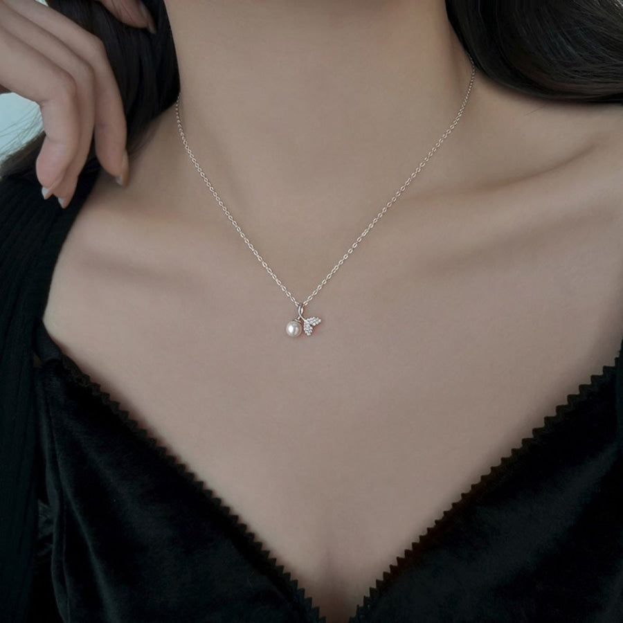 Pearl Mermaid Tail Pendant Necklace Silver / One Size Apparel and Accessories
