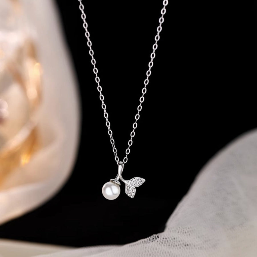 Pearl Mermaid Tail Pendant Necklace Silver / One Size Apparel and Accessories