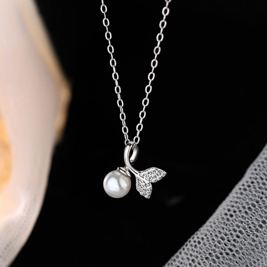 Pearl Mermaid Tail Pendant Necklace Silver / One Size Apparel and Accessories