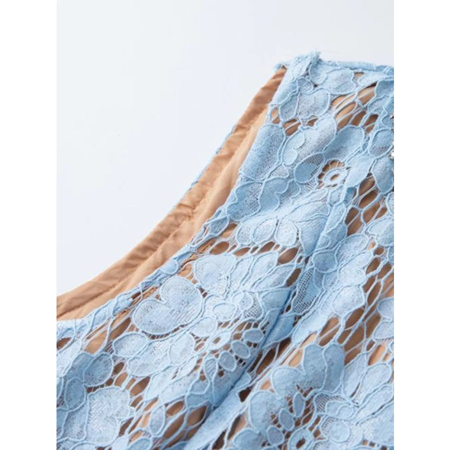 Pearl Neckline Sleeveless Lace Dress Apparel and Accessories