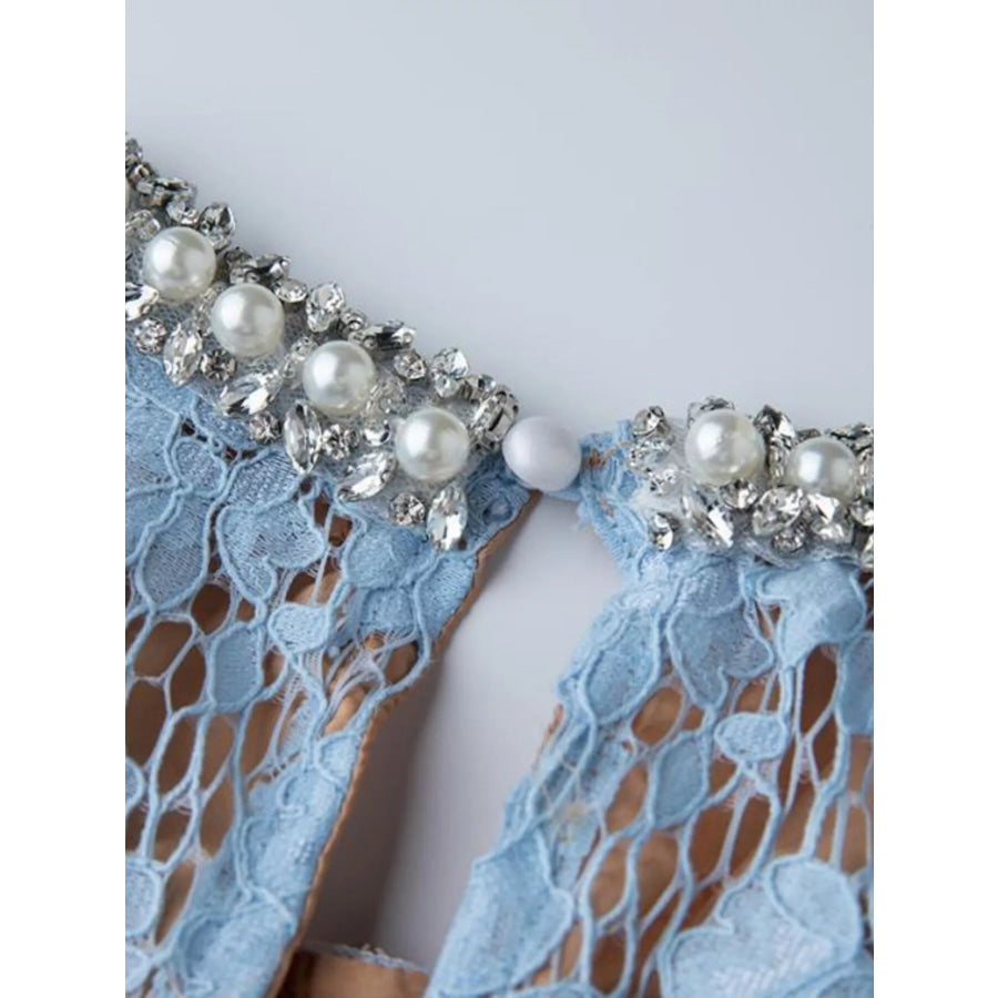 Pearl Neckline Sleeveless Lace Dress Apparel and Accessories