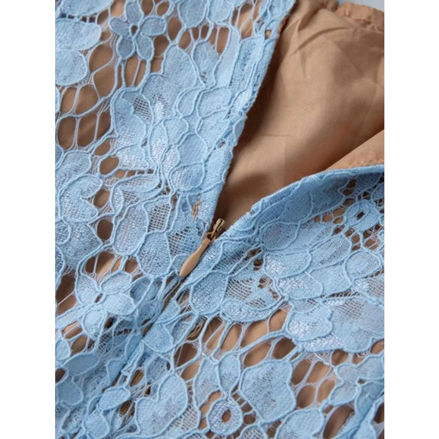Pearl Neckline Sleeveless Lace Dress Apparel and Accessories