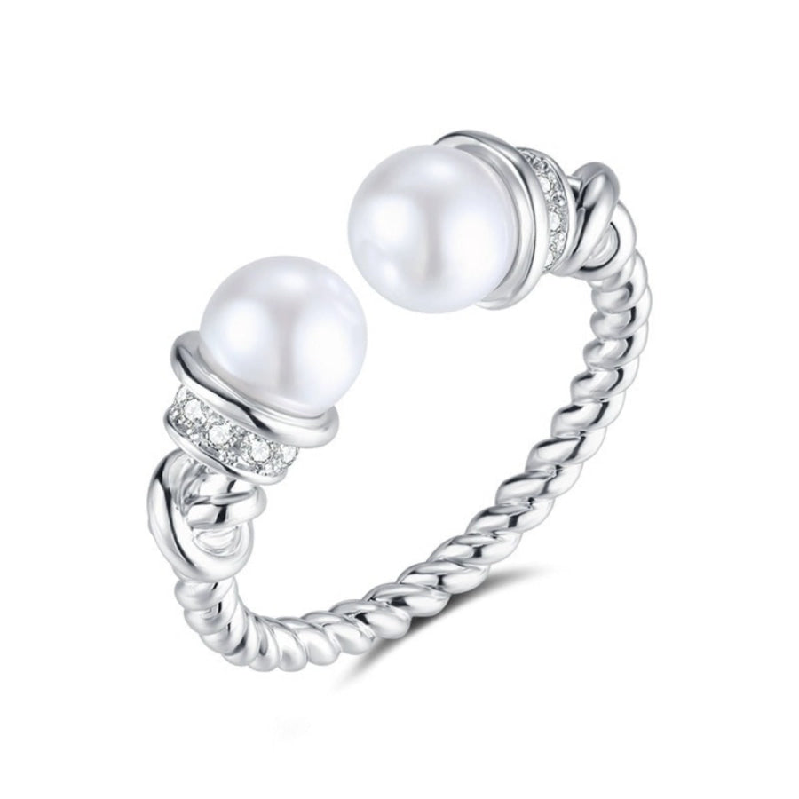 Pearl Open Cuff Ring Silver / One Size Apparel and Accessories