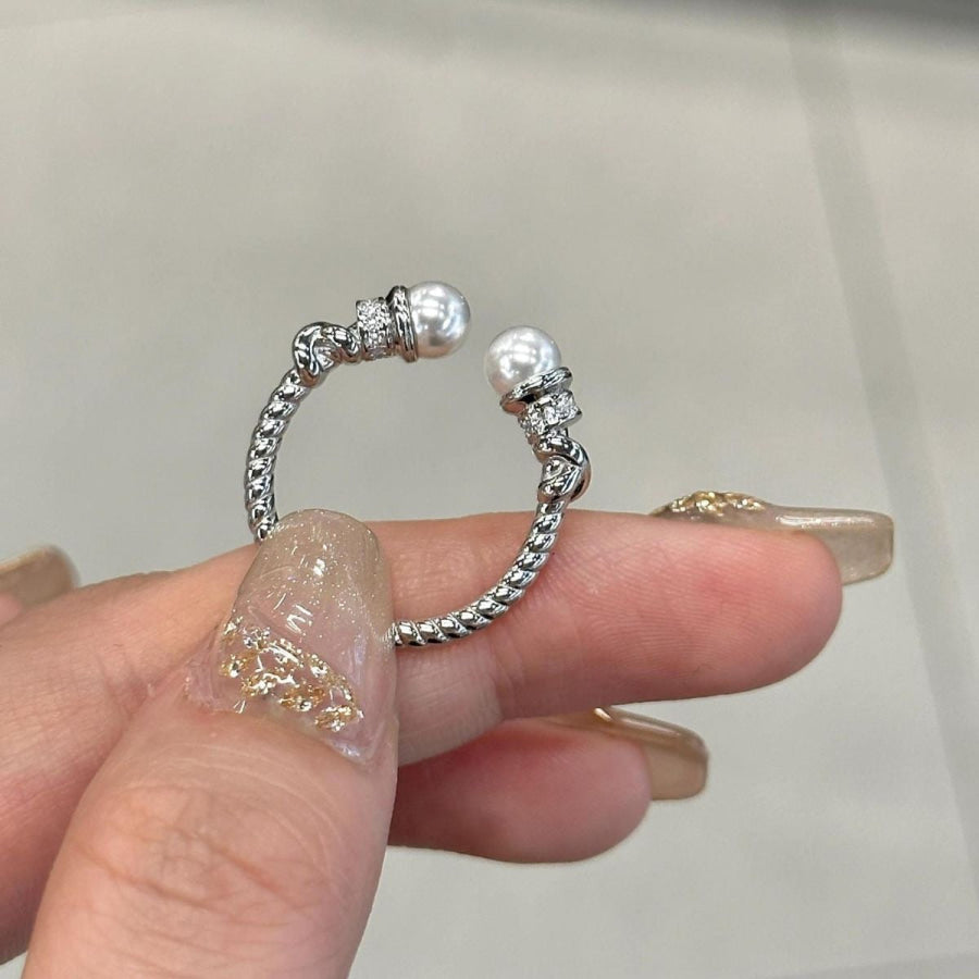 Pearl Open Cuff Ring Silver / One Size Apparel and Accessories