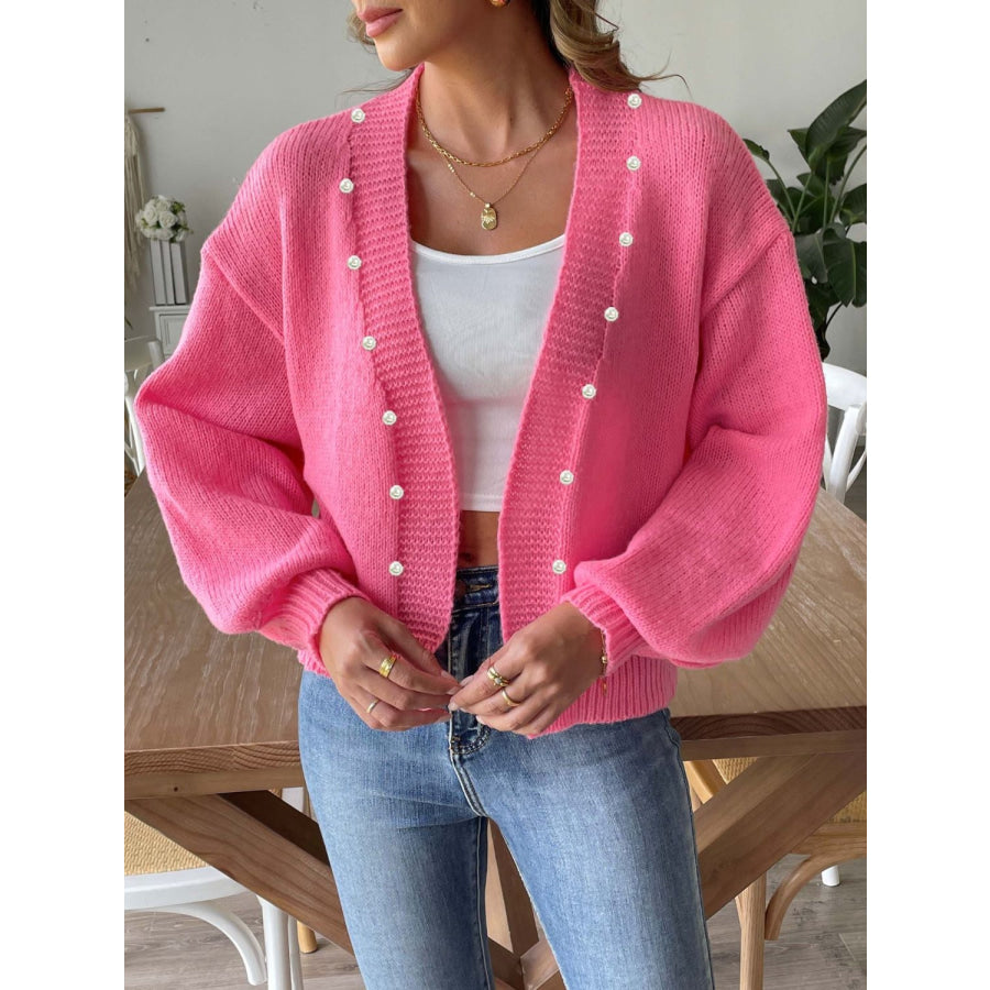 Pearl Open Front Long Sleeve Cardigan Apparel and Accessories