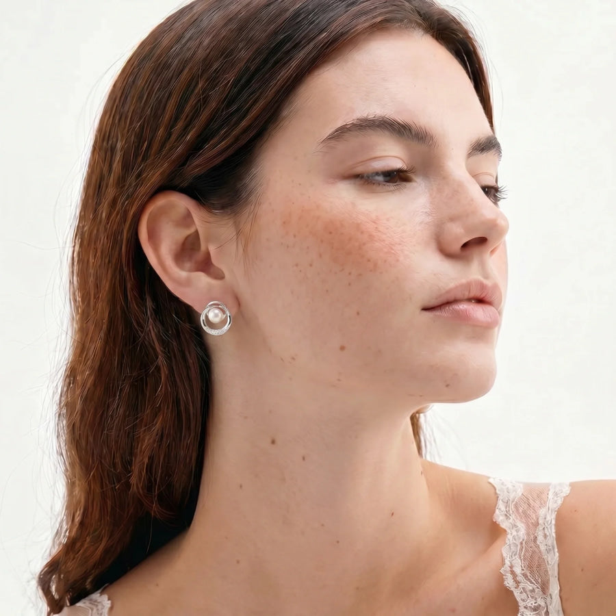 Pearl Orbit Studs by Sandee Rain Boutique Earrings