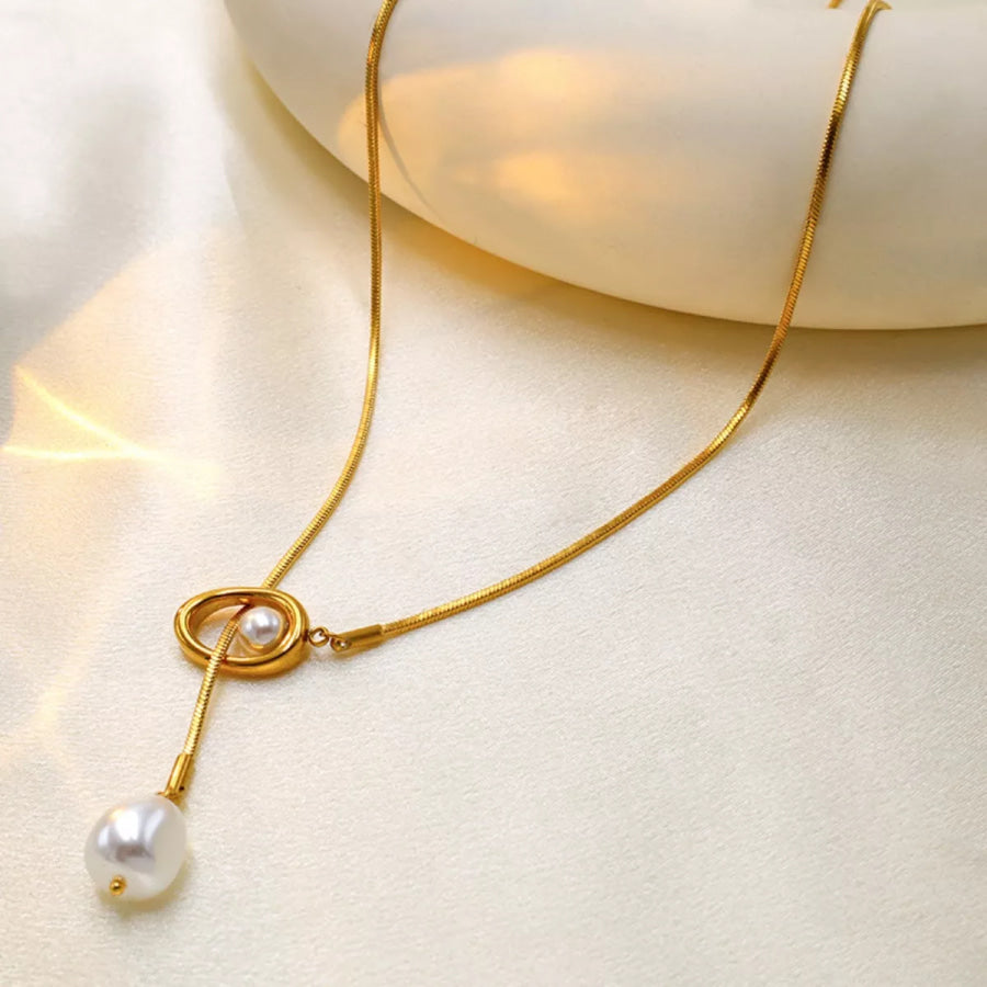 Pearl Pendant Necklace Gold / One Size Apparel and Accessories