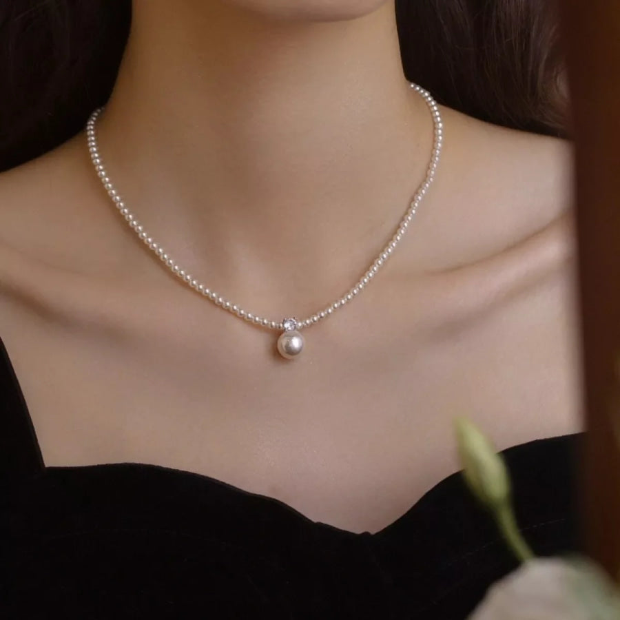 Pearl Pendant Necklace Ivory / One Size Apparel and Accessories