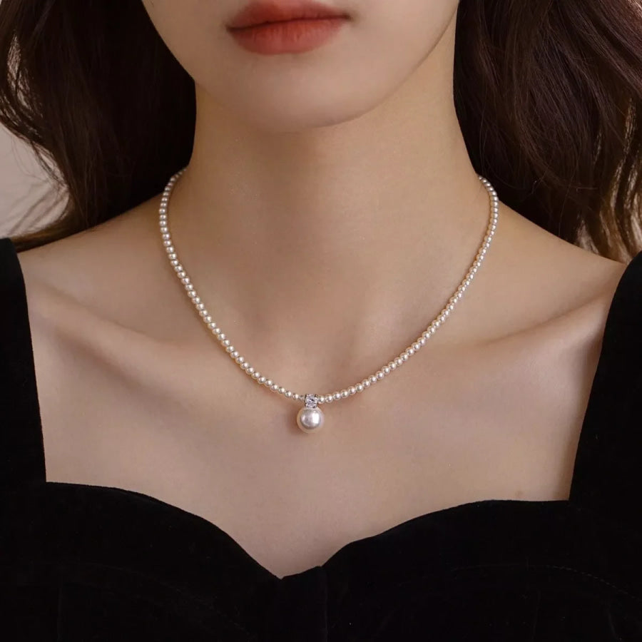 Pearl Pendant Necklace Ivory / One Size Apparel and Accessories