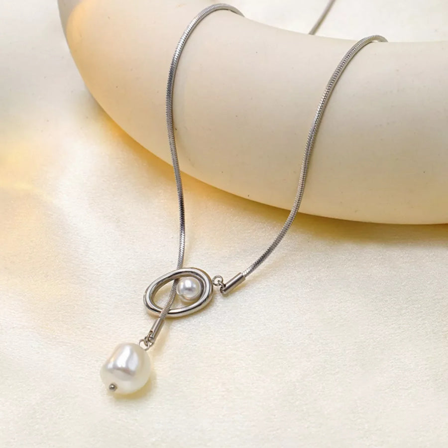 Pearl Pendant Necklace Silver / One Size Apparel and Accessories