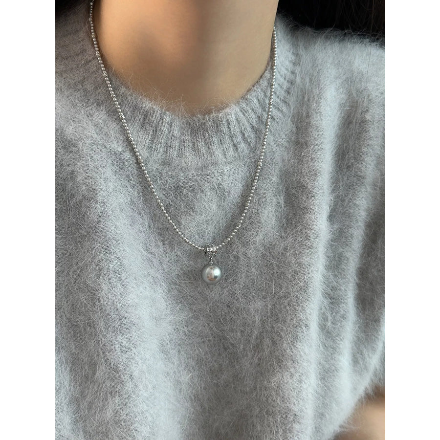 Pearl Pendant Necklace Silver / One Size Apparel and Accessories