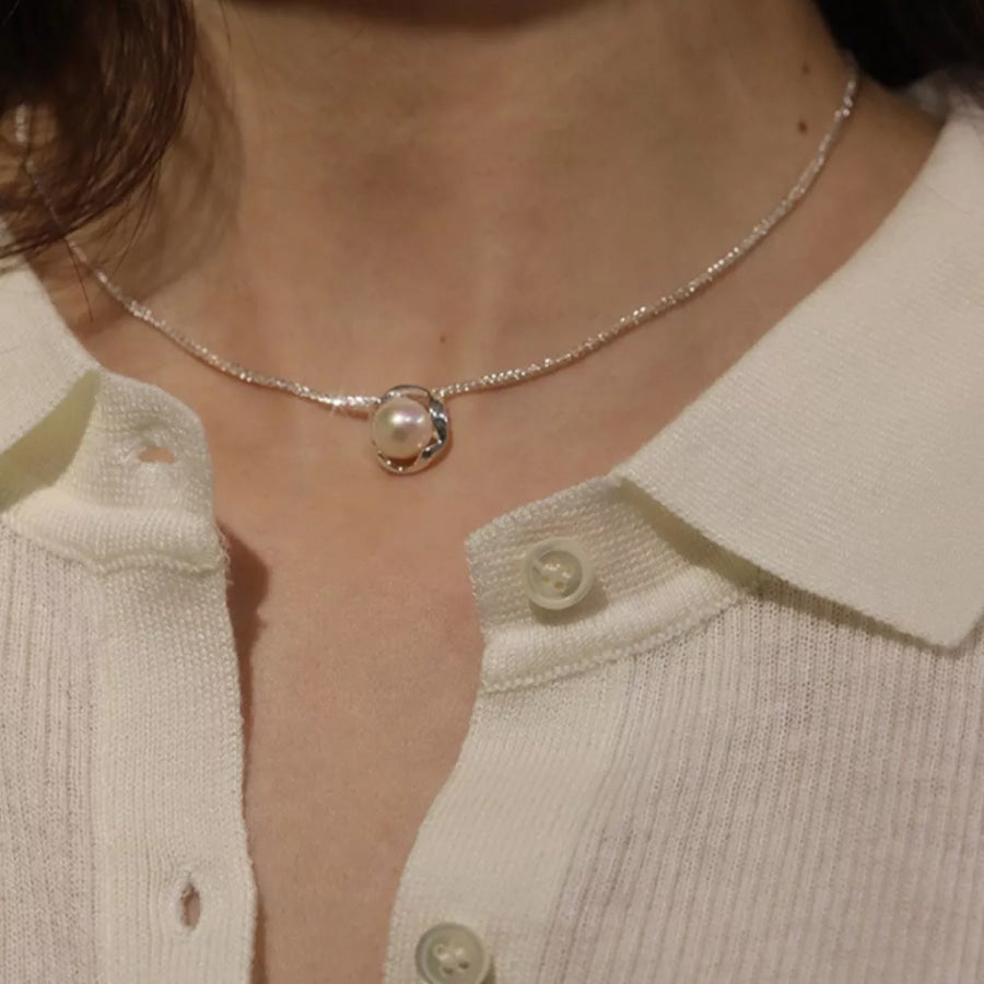 Pearl Pendant Necklace Silver / One Size Apparel and Accessories