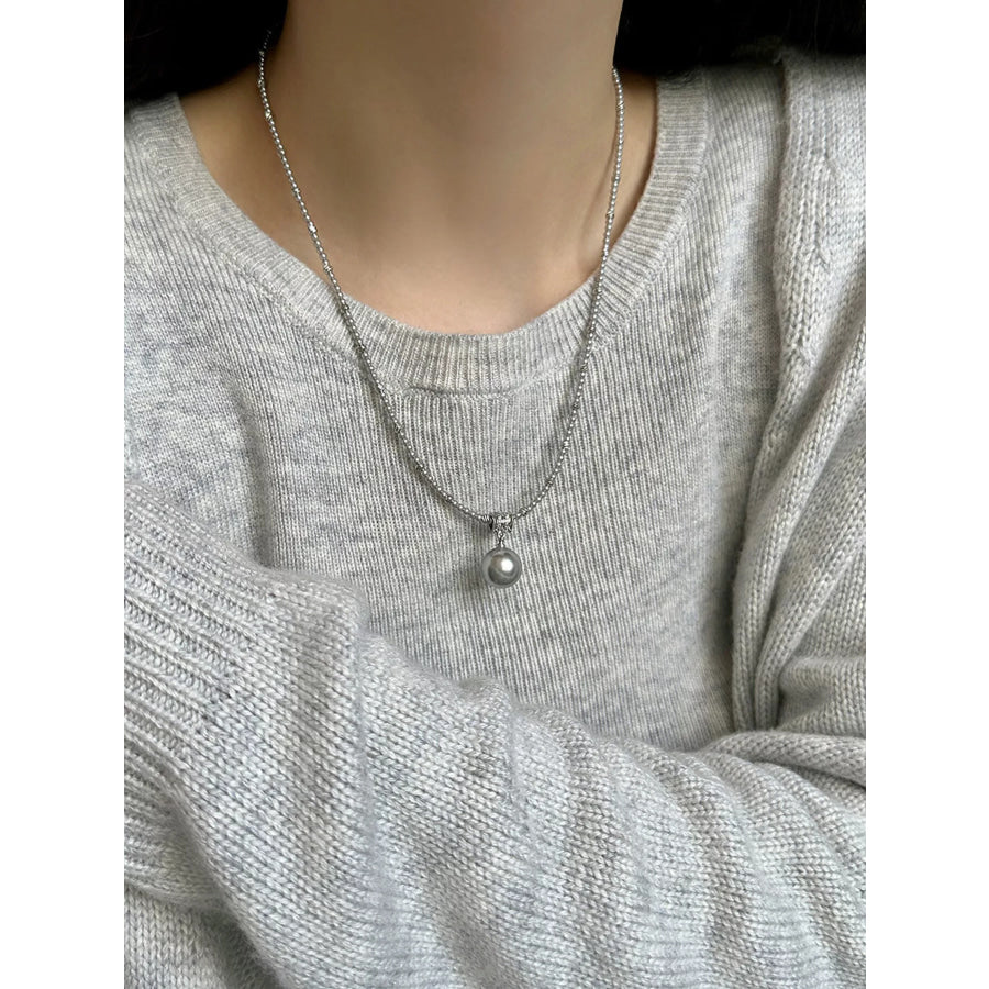 Pearl Pendant Necklace Silver / One Size Apparel and Accessories