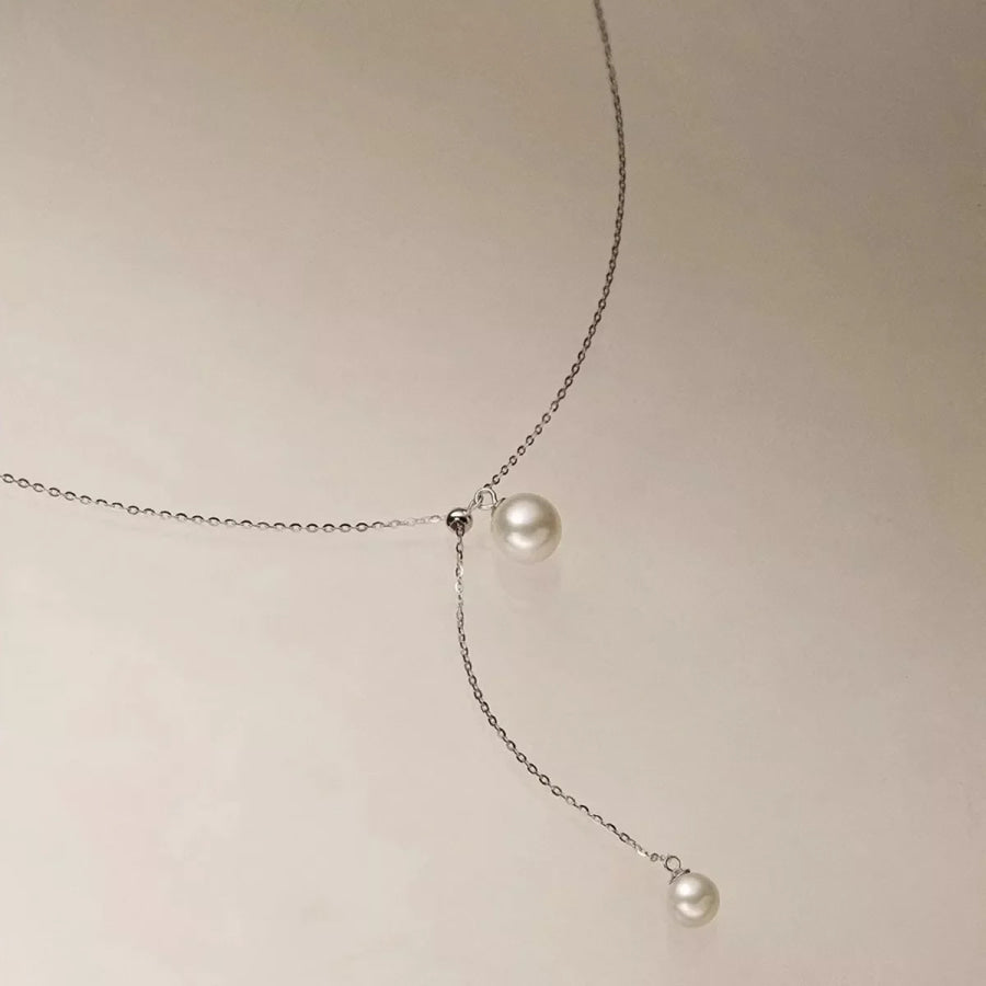 Pearl Pendant Y Necklace Silver / One Size Apparel and Accessories