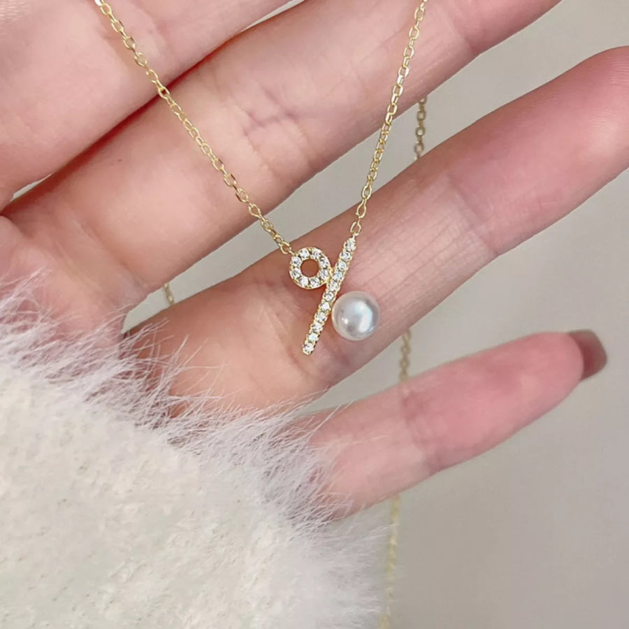 Pearl Percentage Pendant Necklace Apparel and Accessories