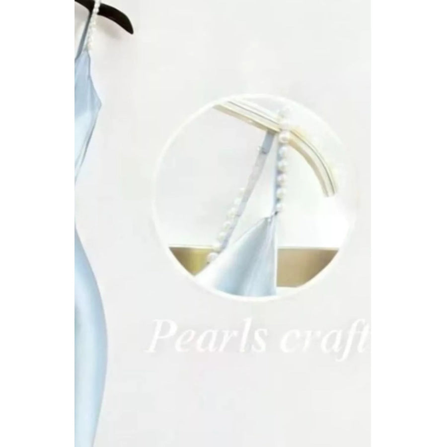 Pearl Strap Cowl Neck Satin Maxi Dress Apparel and Accessories