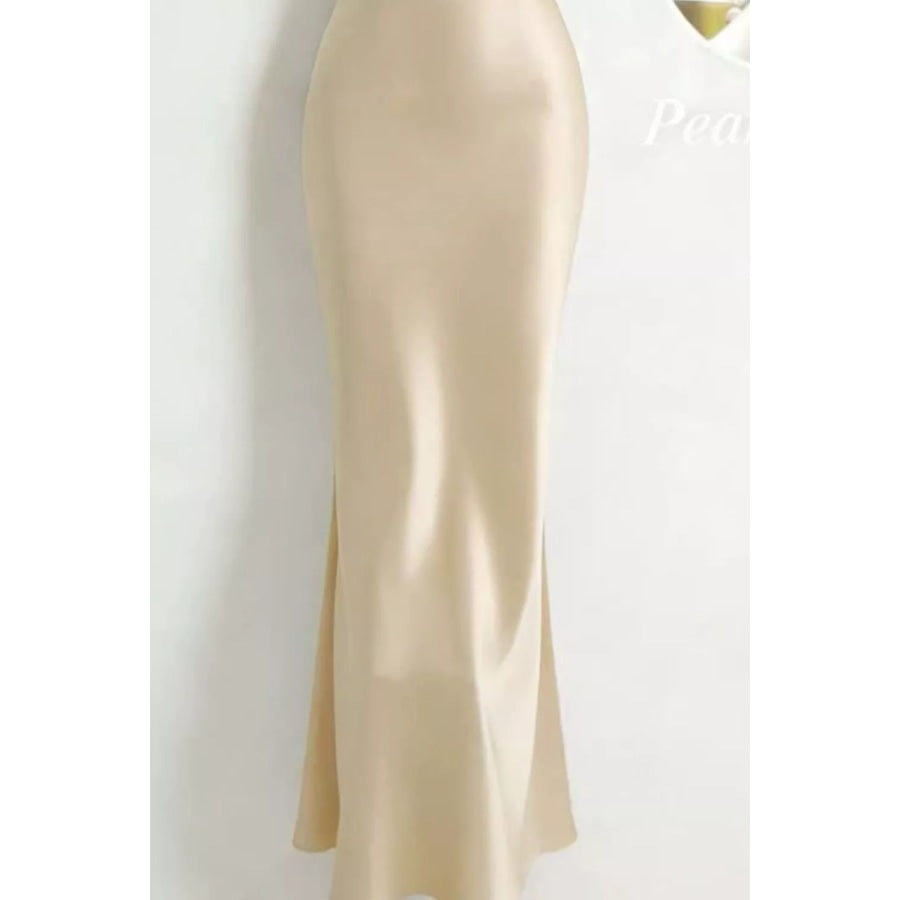 Pearl Strap Cowl Neck Satin Maxi Dress Apparel and Accessories