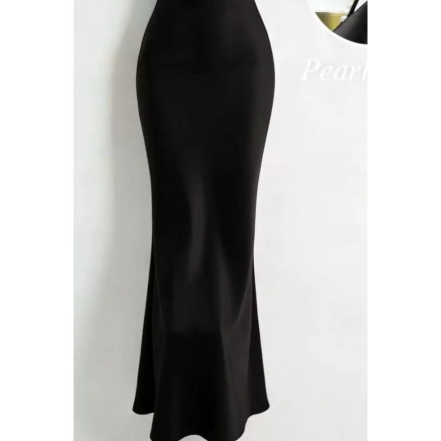 Pearl Strap Cowl Neck Satin Maxi Dress Apparel and Accessories