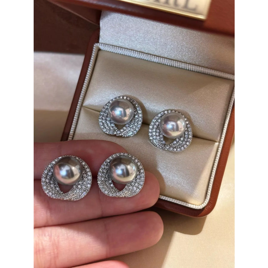 Pearl Stud Earrings Light Gray / One Size Apparel and Accessories