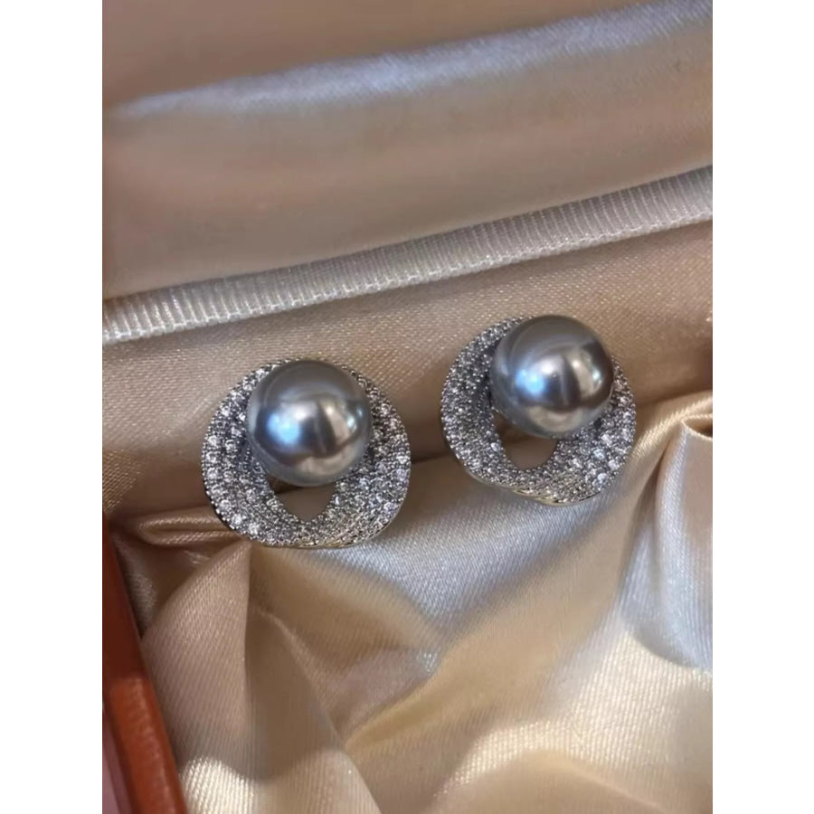 Pearl Stud Earrings Light Gray / One Size Apparel and Accessories