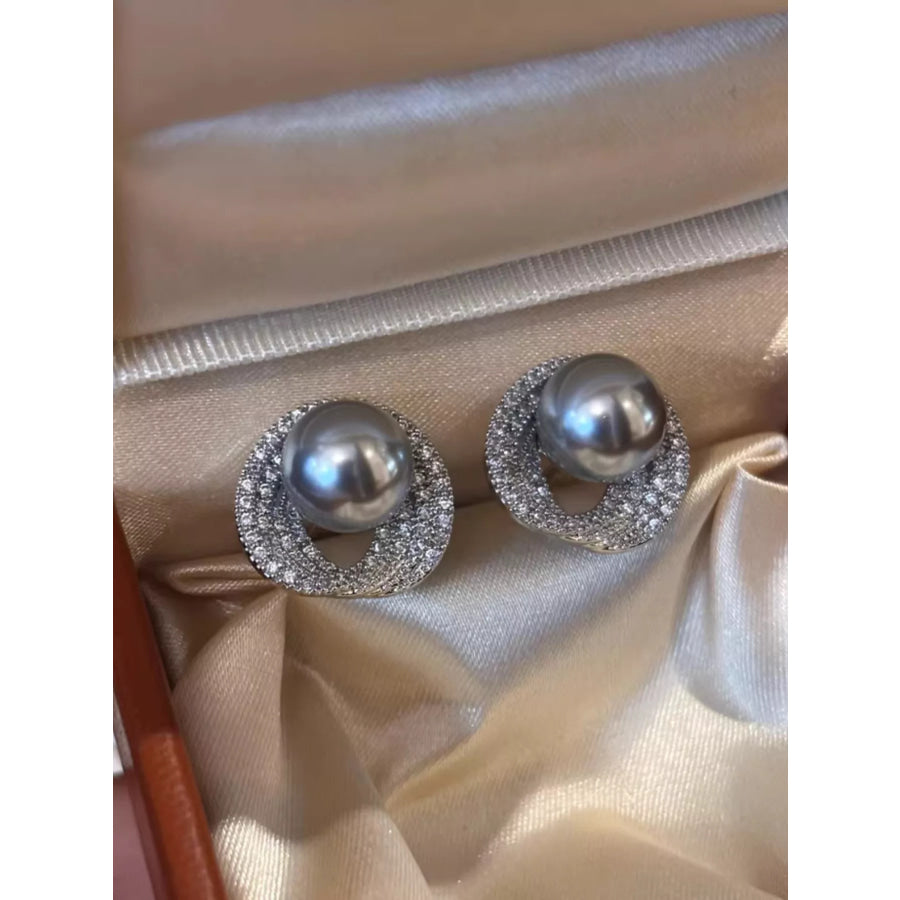 Pearl Stud Earrings Light Gray / One Size Apparel and Accessories
