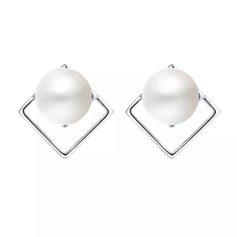 Pearl Stud Earrings Silver / One Size Apparel and Accessories