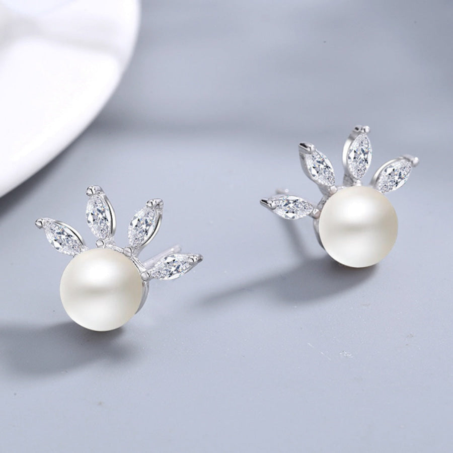 Pearl Stud Earrings Silver / One Size Apparel and Accessories