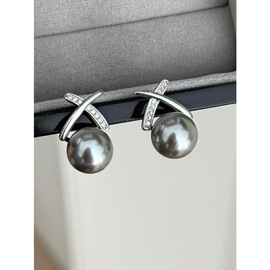 Pearl Stud Earrings Silver / One Size Apparel and Accessories
