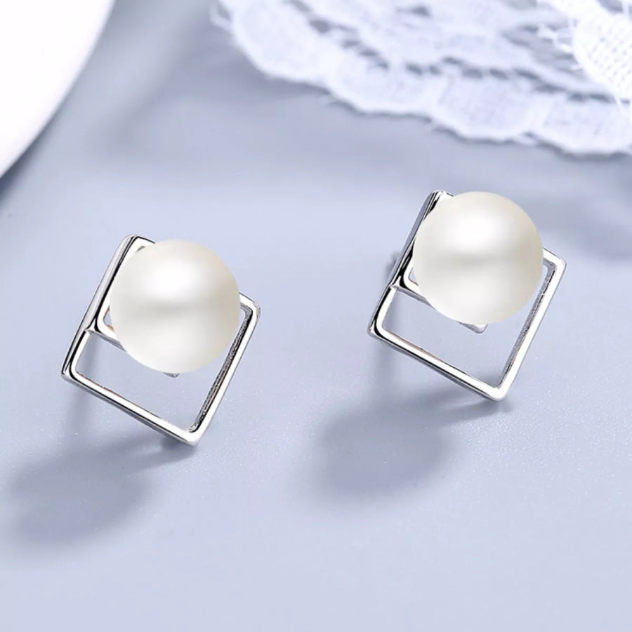 Pearl Stud Earrings Silver / One Size Apparel and Accessories