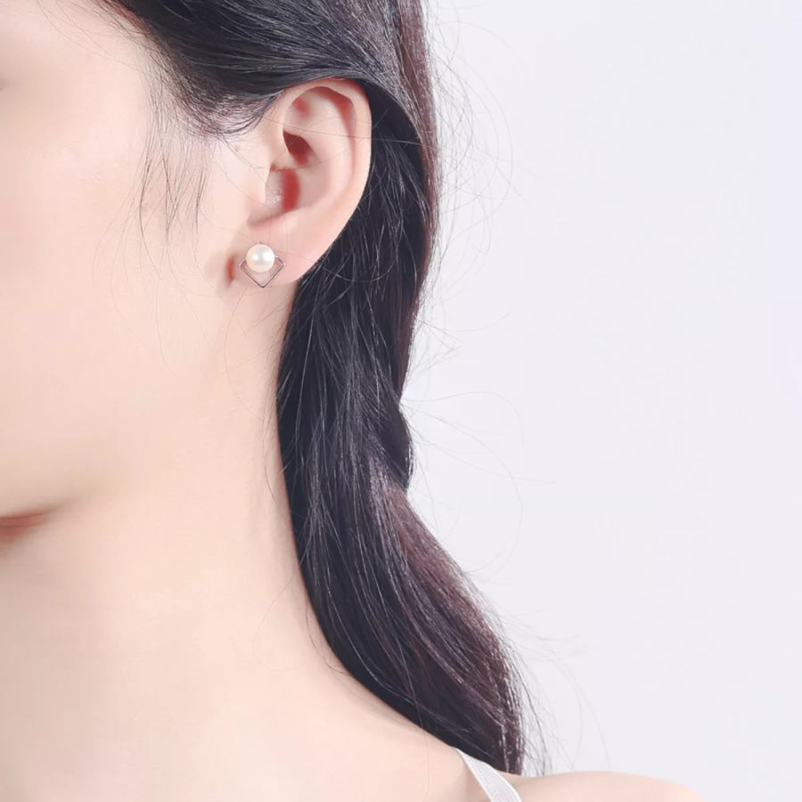 Pearl Stud Earrings Silver / One Size Apparel and Accessories