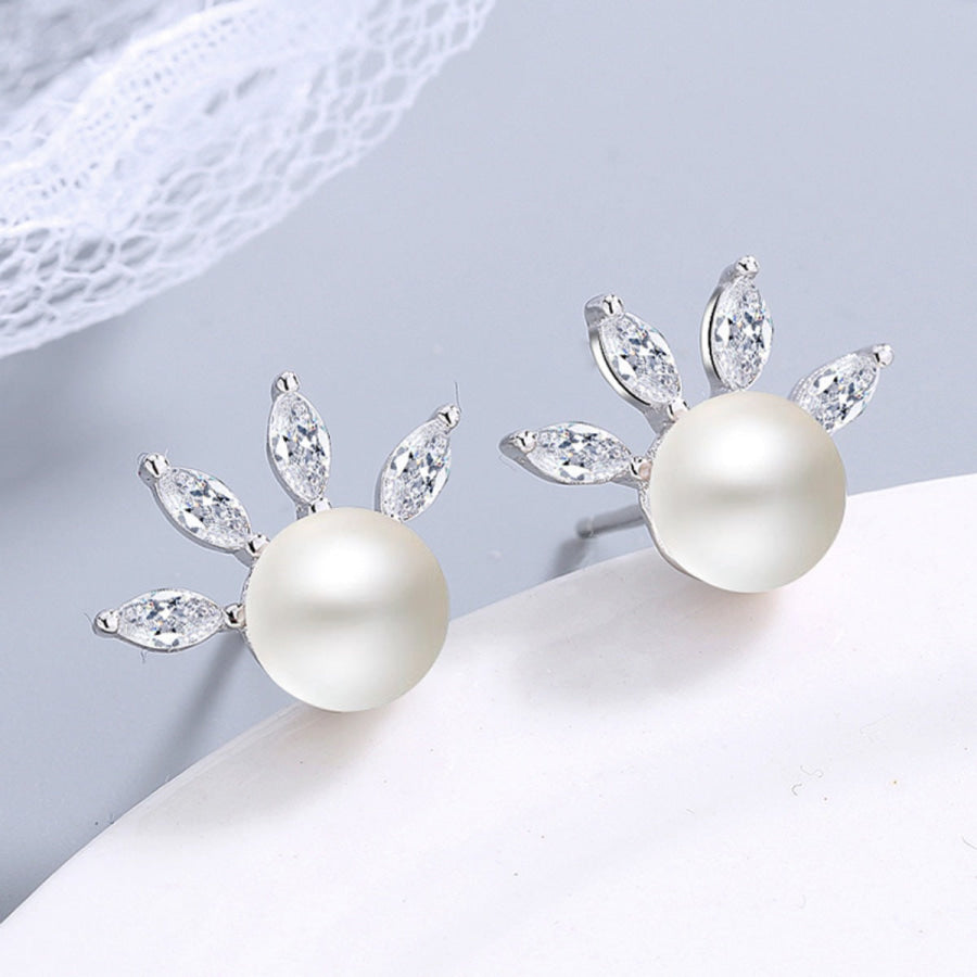 Pearl Stud Earrings Silver / One Size Apparel and Accessories