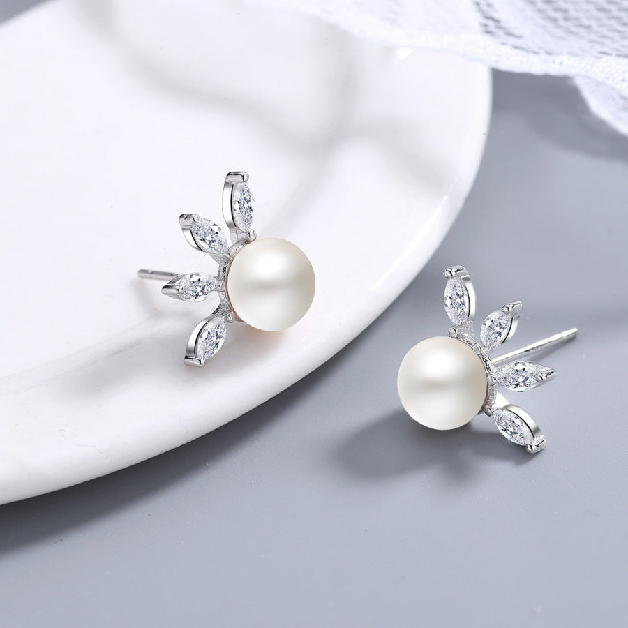 Pearl Stud Earrings Silver / One Size Apparel and Accessories