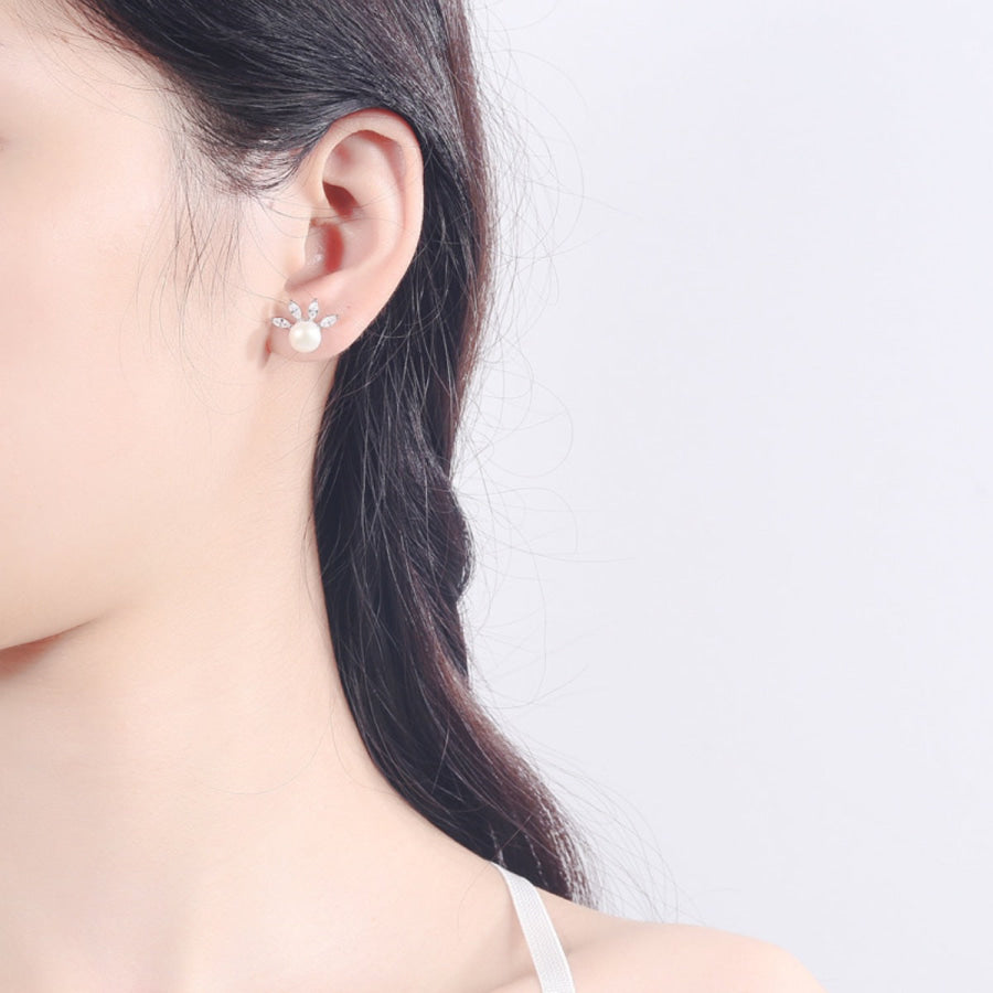 Pearl Stud Earrings Silver / One Size Apparel and Accessories