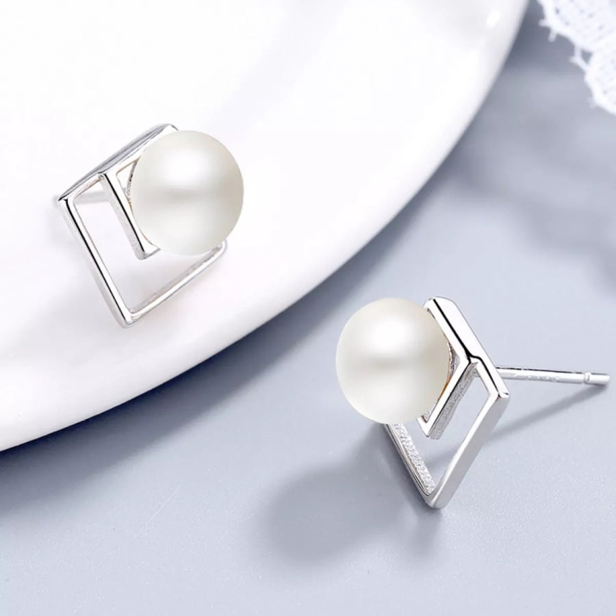 Pearl Stud Earrings Silver / One Size Apparel and Accessories