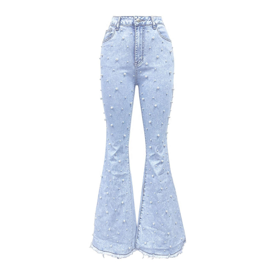 Pearl Trim Bootcut Jeans with Pockets Apparel and Accessories