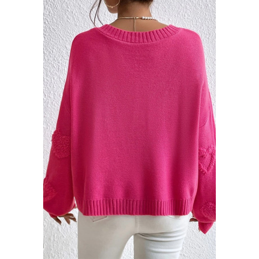 Pearl Trim Heart V-Neck Sweater Apparel and Accessories