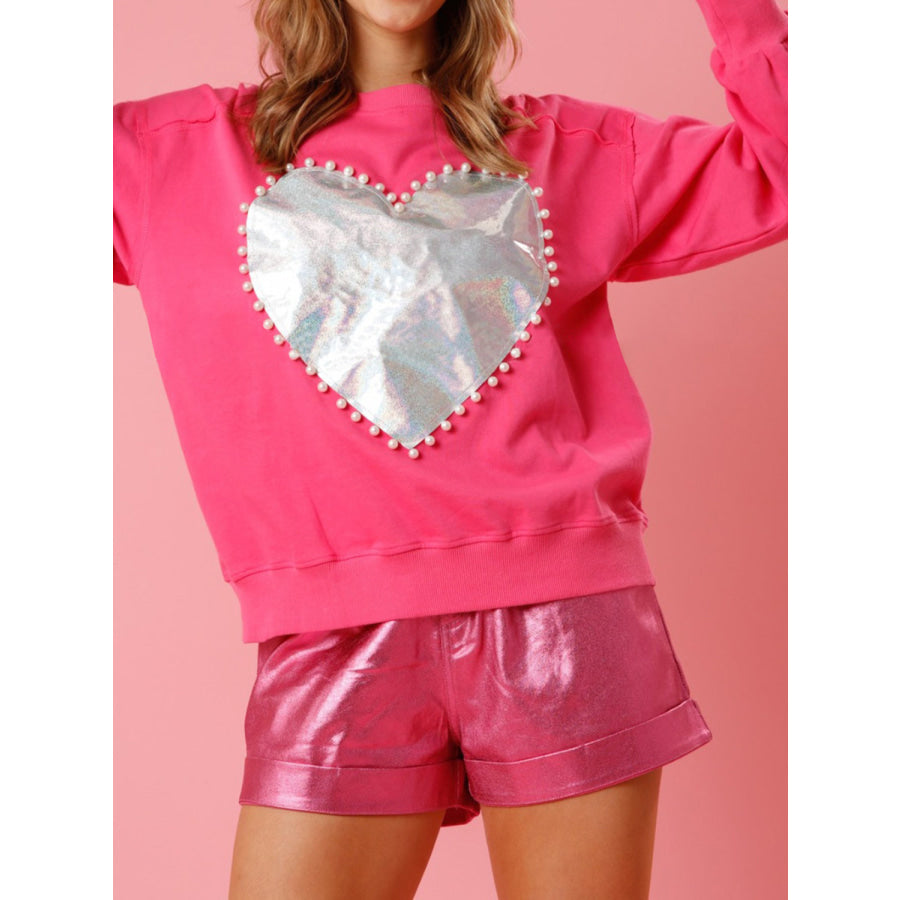 Pearl Trim Round Neck Sweatshirt Apparel and Accessories