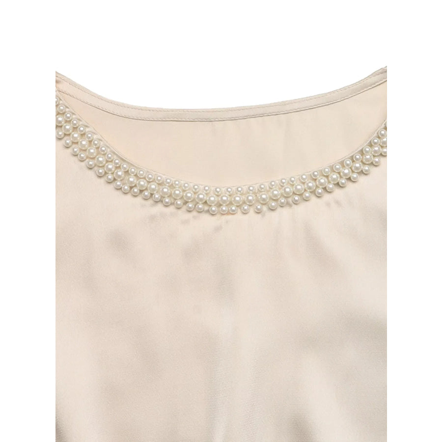Pearl Trim Satin Bodysuit Apparel and Accessories