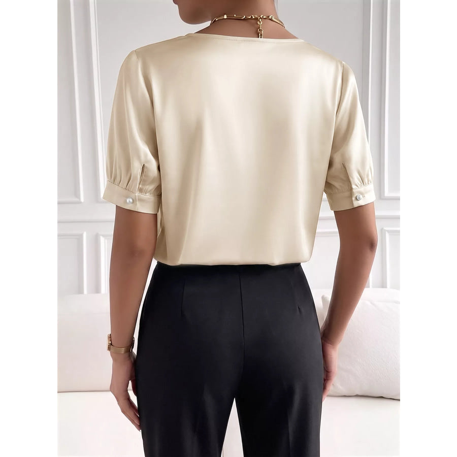 Pearl Trim Satin Bodysuit Apparel and Accessories