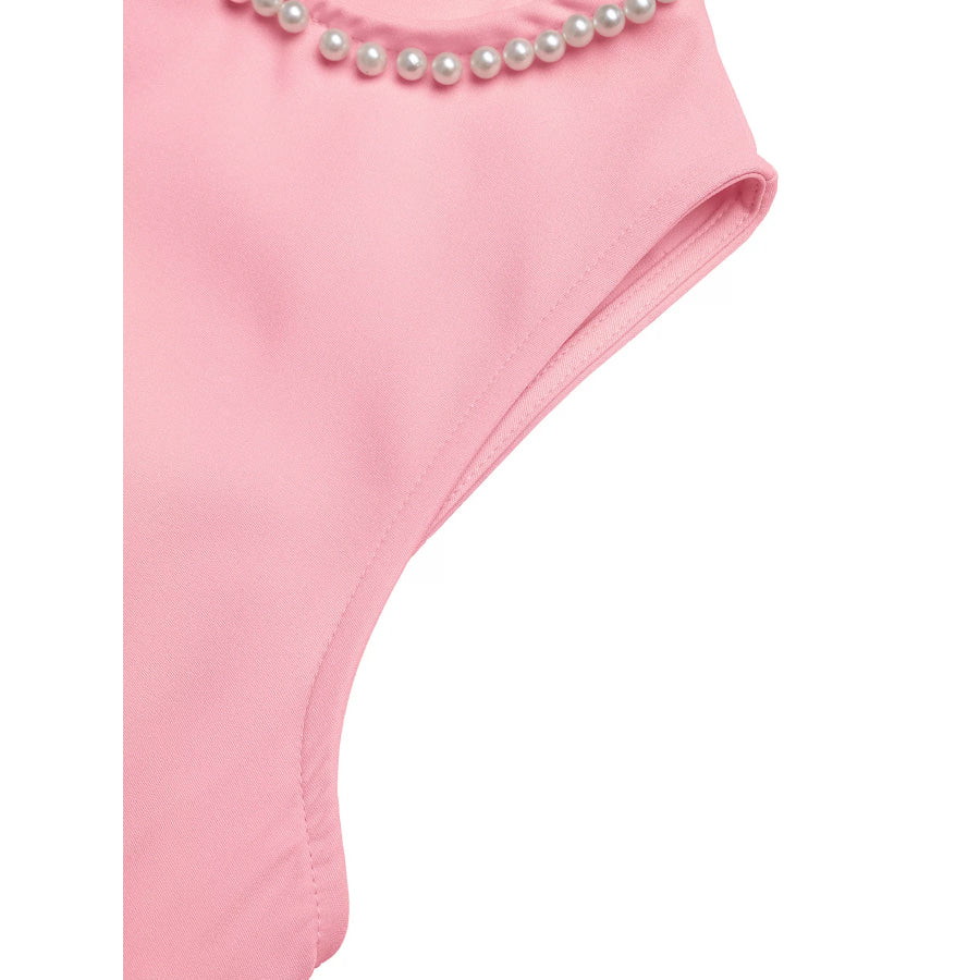 Pearl Trim Sleeveless Mini Dress Apparel and Accessories