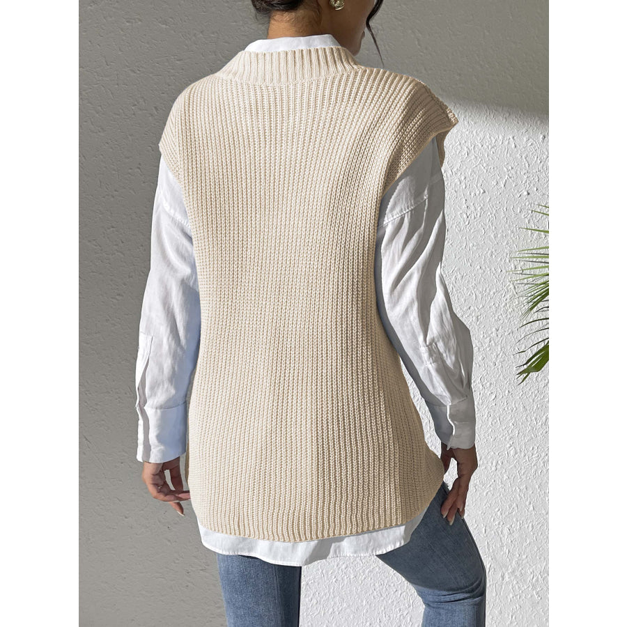 Pearl Trim V-Neck Sweater Vest Apparel and Accessories