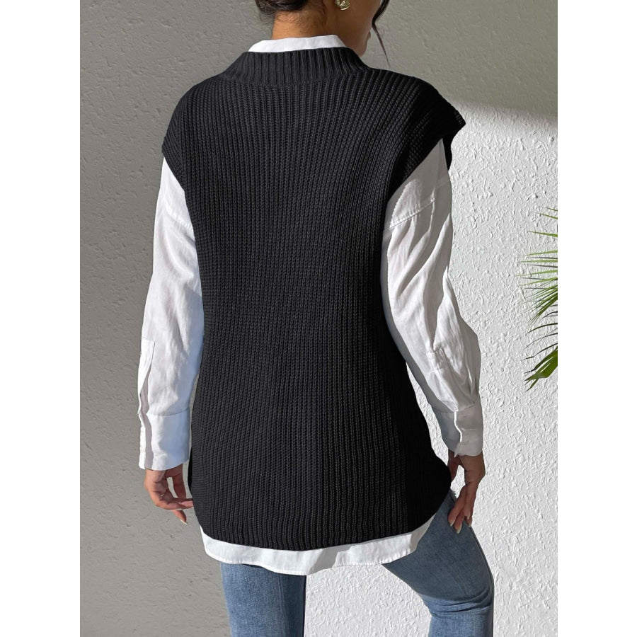 Pearl Trim V-Neck Sweater Vest Apparel and Accessories