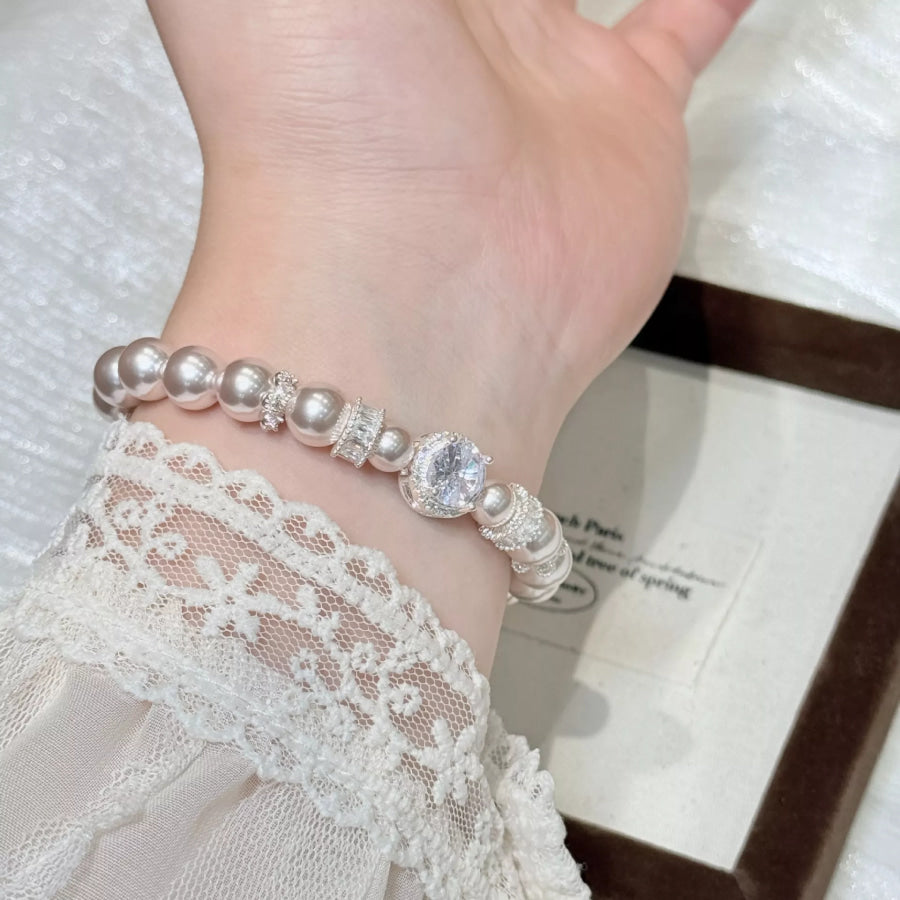 Pearl Zircon Bracelet Silver / One Size Apparel and Accessories