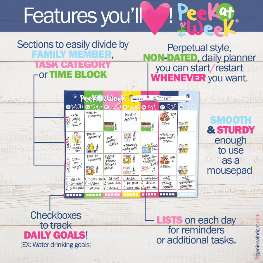 Peek at the Week® Weekly Planner Pad | Simple Cheery Week Pads