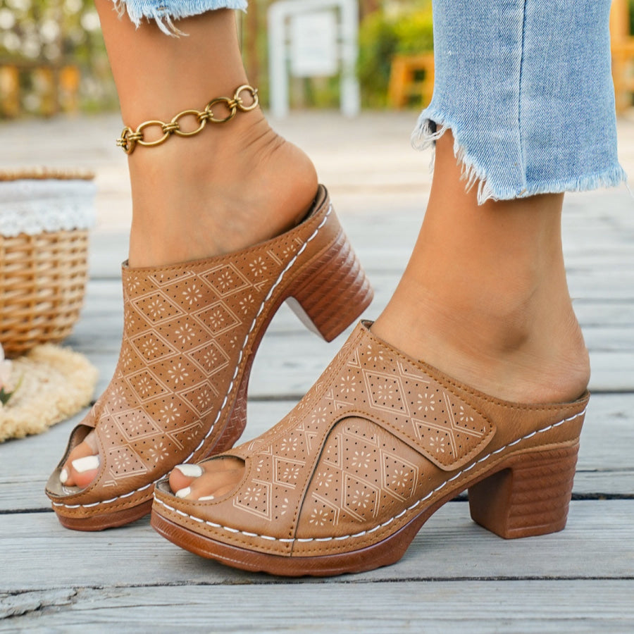 Peep Toe Block Heel Sandals Apparel and Accessories