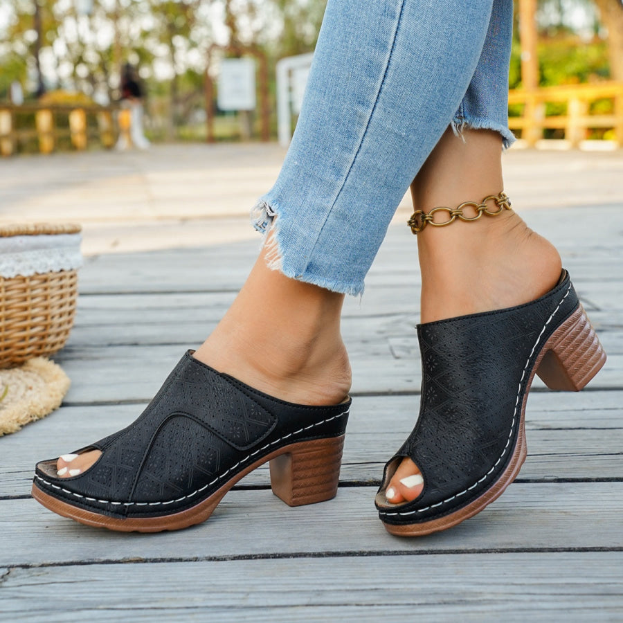 Peep Toe Block Heel Sandals Apparel and Accessories