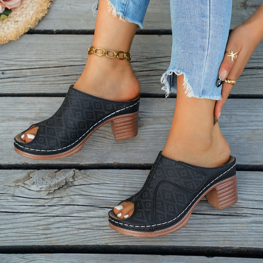 Peep Toe Block Heel Sandals Apparel and Accessories