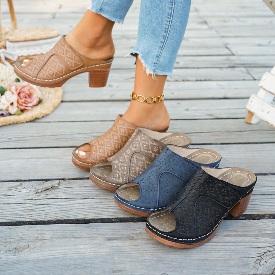 Peep Toe Block Heel Sandals Apparel and Accessories