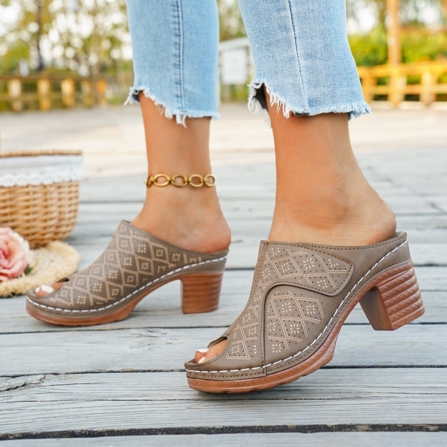 Peep Toe Block Heel Sandals Apparel and Accessories