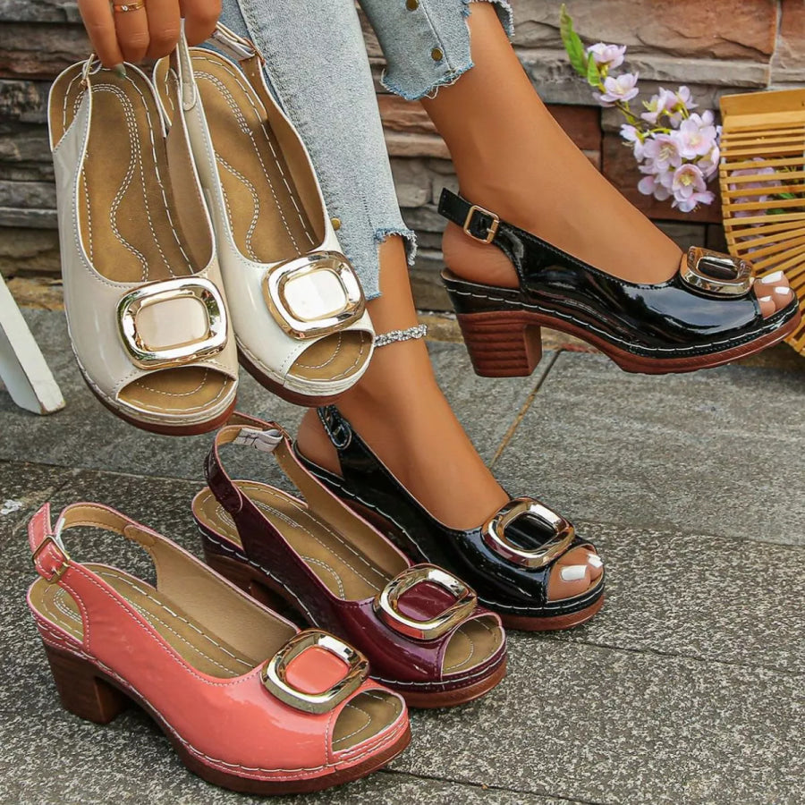 Peep Toe Block Heels Sandals Apparel and Accessories